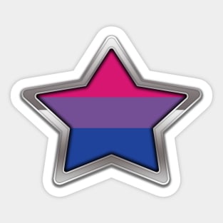 Large Bisexual Pride Flag Colored Star with Chrome Frame. Sticker